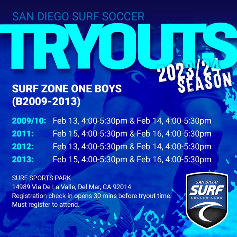 Join Surf - San Diego Surf Soccer Club Tryouts